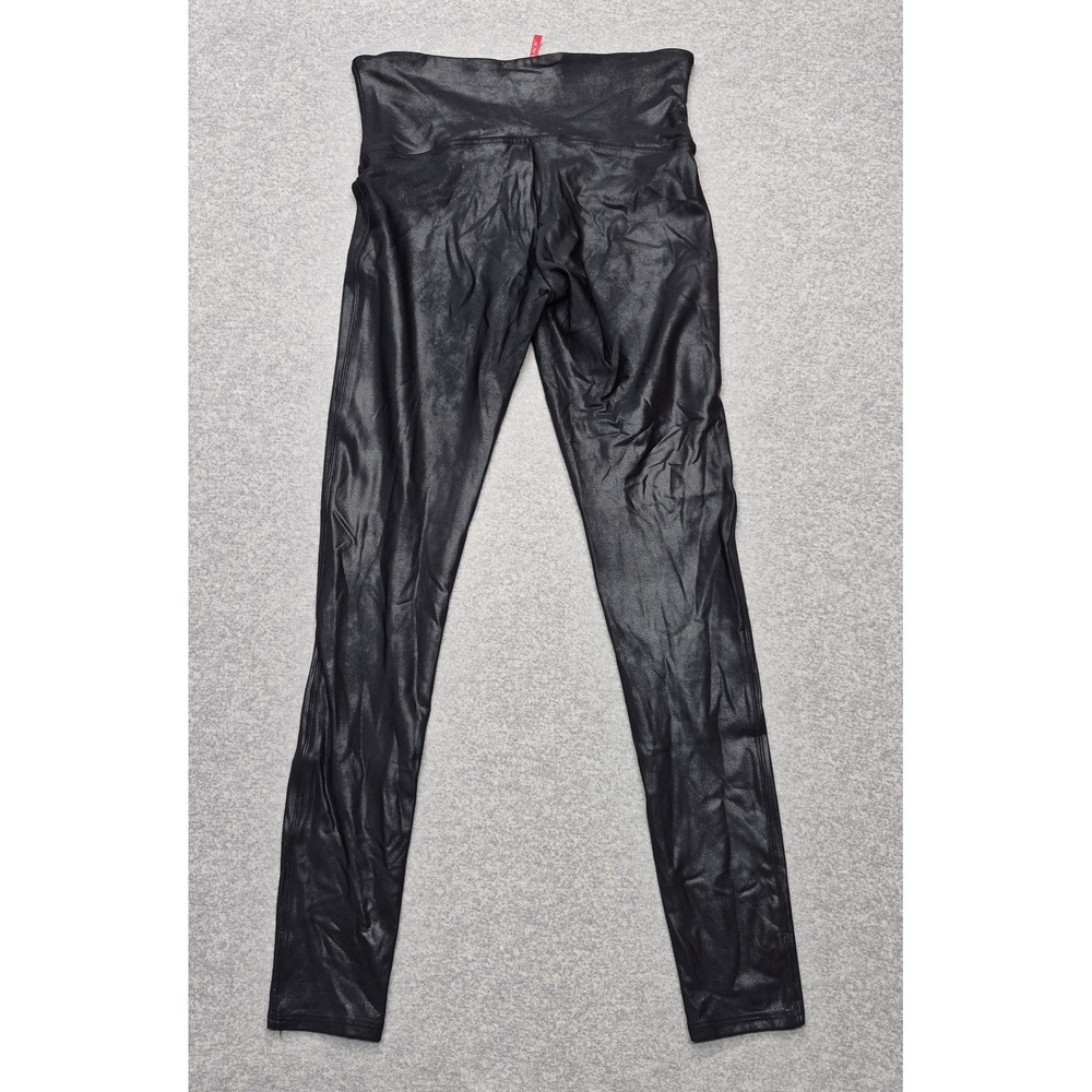 Spanx Faux Leather Leggings Womens Large Black High Rise Shaping Shaper Ankle - Picture 3 of 14